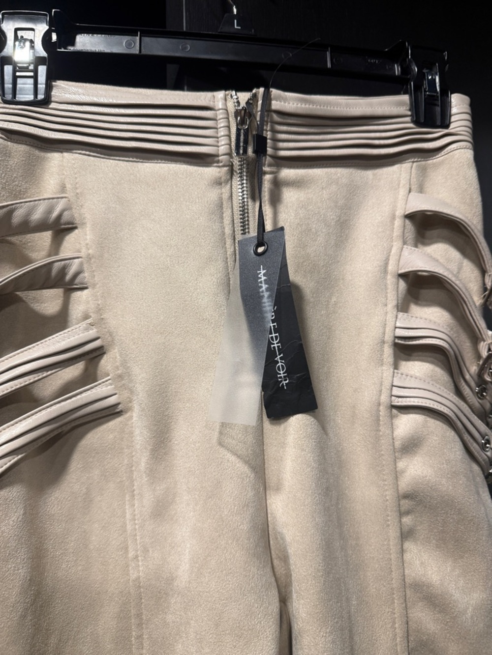 Maniere De Voir Beige Suede-Texture Tailored Trousers - Picture 2 of 6